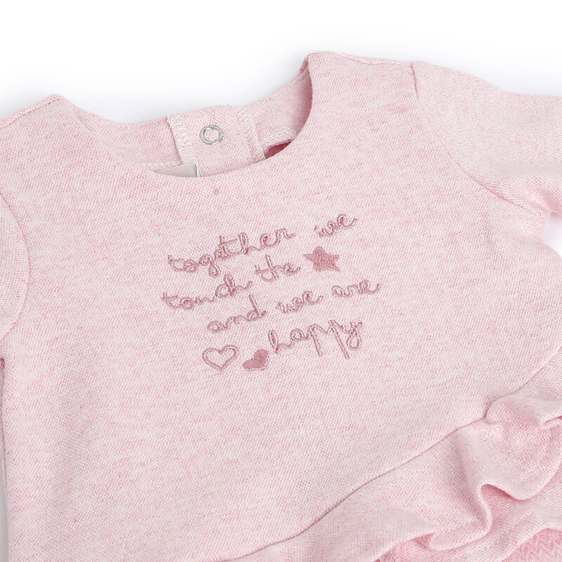 Girls Medium Pink Printed Leg Opening Babysuit image number 2